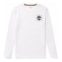 Men's Timberland Logo Printing Round Neck Long Sleeves White A2BP8100