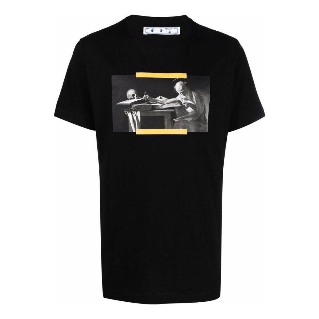 Off-White Oil Painting Print Round Neck Short Sleeve T-Shirt 'Black' OMAA027F21JER01410841084