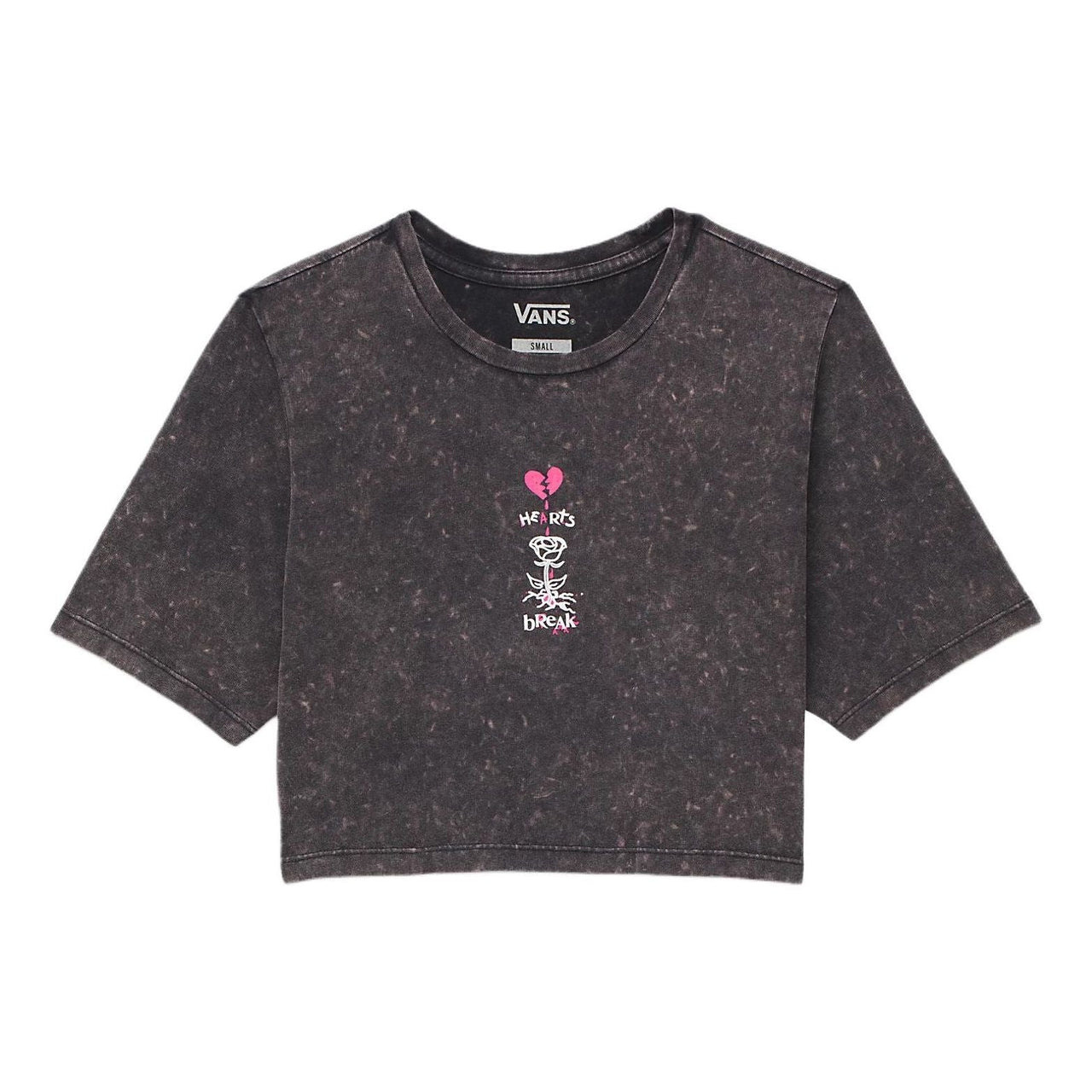 (WMNS) Vans Heartbreaker Crew Crop T-Shirt 'Washed Black' VN000GJZBLK