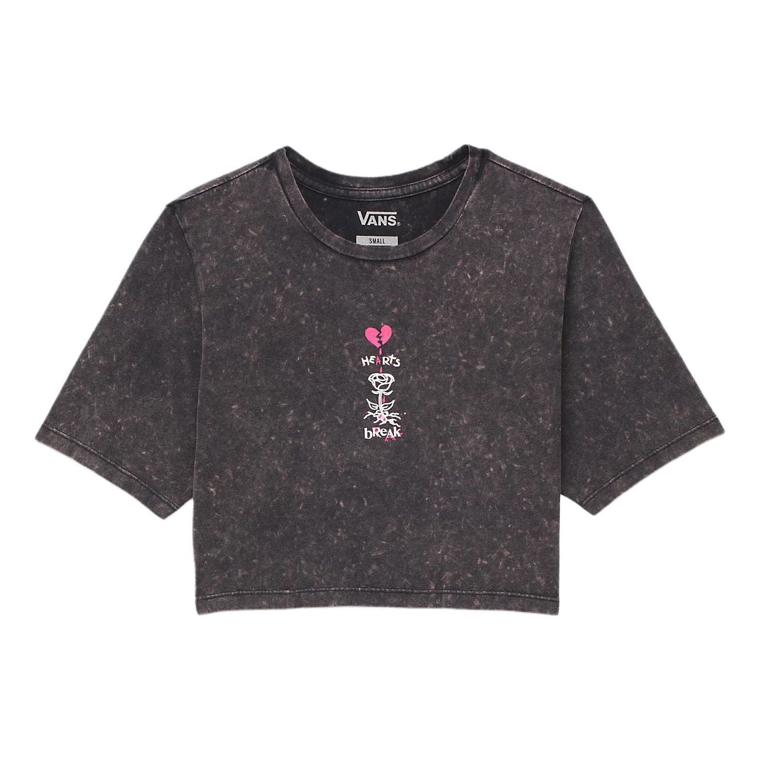 (WMNS) Vans Heartbreaker Crew Crop T-Shirt 'Washed Black' VN000GJZBLK