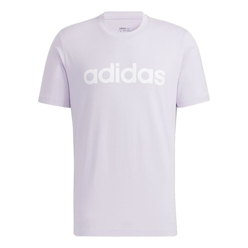 Men's adidas neo Ce Logo Tee Logo Printing Sports Round Neck Short Sleeve Light Purple T-Shirt HC9948