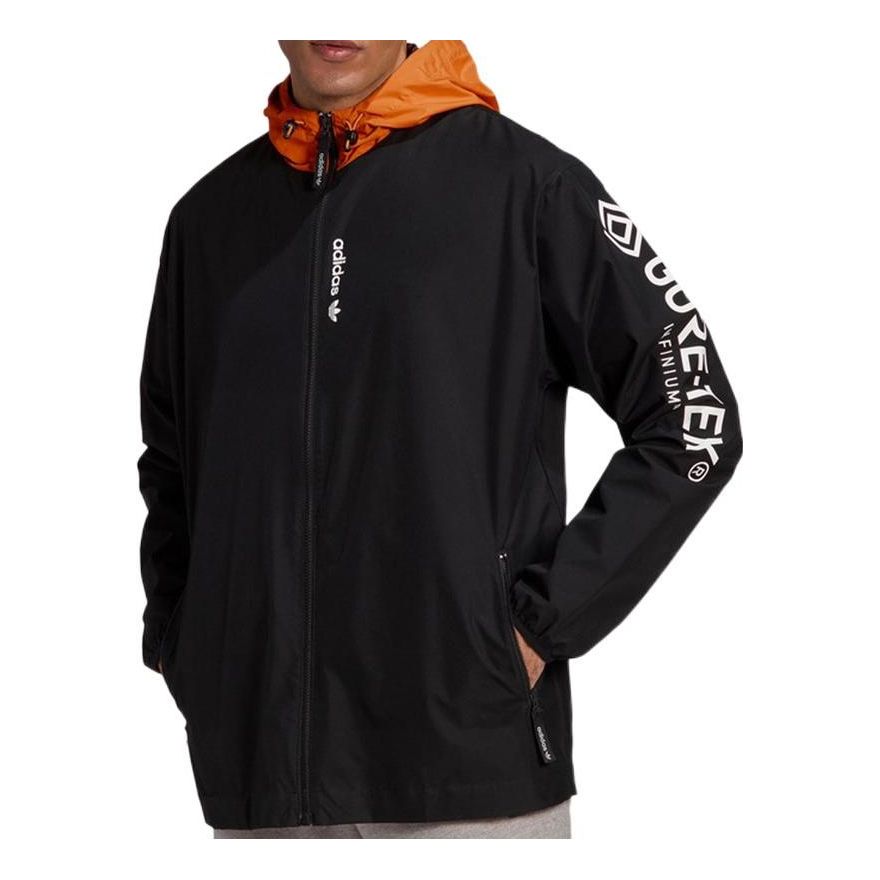 Men's adidas Alphabet Printing Zipper Hooded Casual Jacket Black GD5616