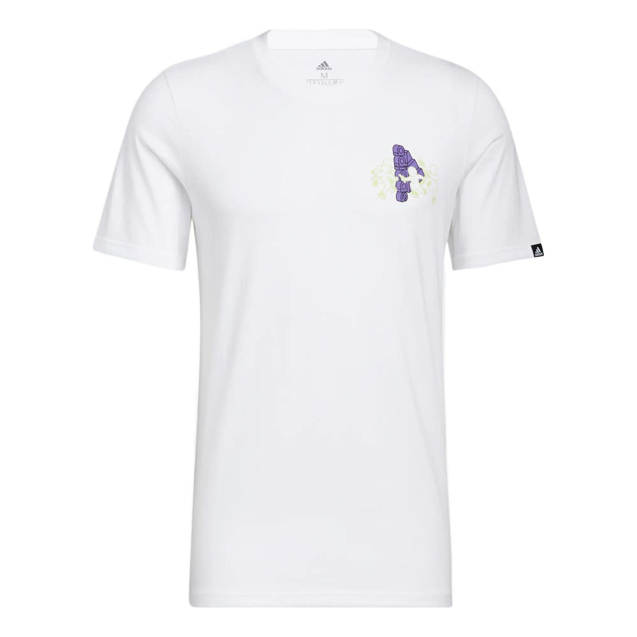 adidas Solid Color Logo Running Sports Round Neck Pullover Short Sleeve White HE4797