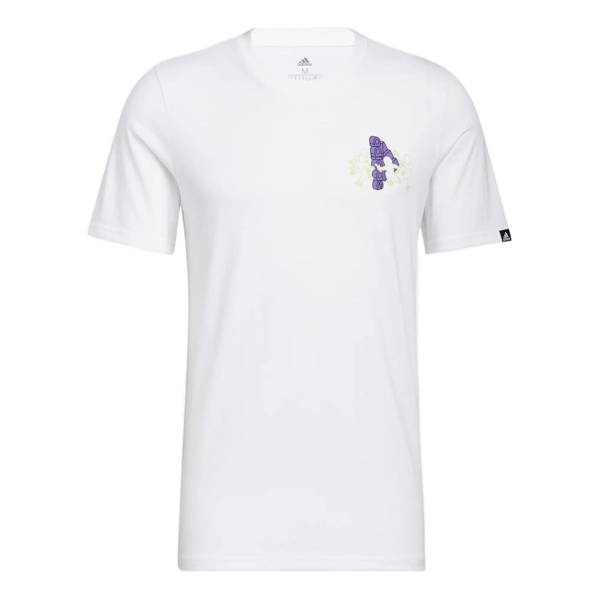 adidas Solid Color Logo Running Sports Round Neck Pullover Short Sleeve White HE4797