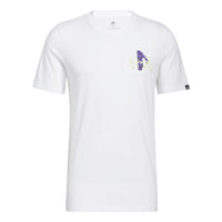 adidas Solid Color Logo Running Sports Round Neck Pullover Short Sleeve White HE4797