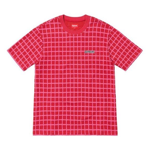 Supreme SS19 Grid Jacquard SS Top Red Logo Tee SUP-SS19-620