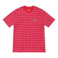 Supreme SS19 Grid Jacquard SS Top Red Logo Tee SUP-SS19-620