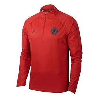 Air Jordan Psg M Nk Shld Sqd Dril Top Pz Paris Saint-Germain Cardigan Stand Collar Pullover Red AJ2317-657