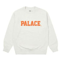 PALACE Unisex Healthily Crew Light Grey Marl Logo Round-Neck Long Sleeve Sweatshirt White P20CS150