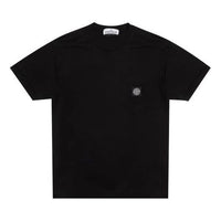 Men's STONE ISLAND Pocket Logo Round Neck Short Sleeve Black 721520113-V0029