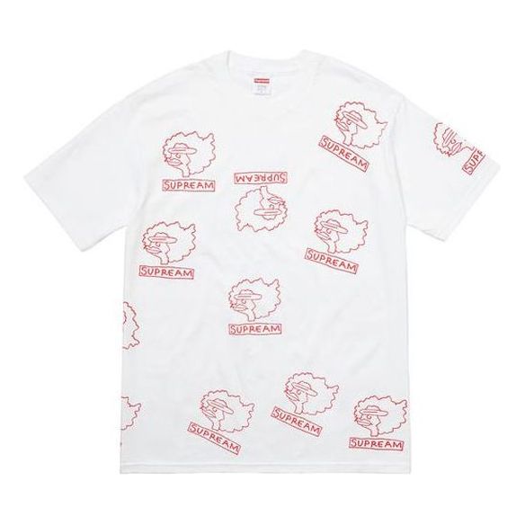 Supreme FW17 Gonz Heads Tee White Sausage Mouth Cartoon Short Sleeve Unisex SS18-0280