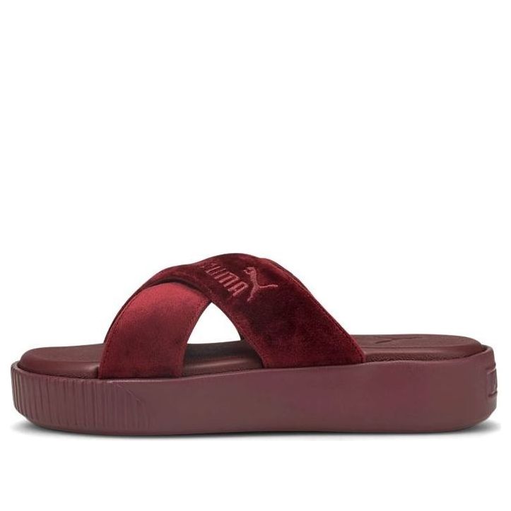 (WMNS) PUMA Platform Velvet Sippers Red 380675-01