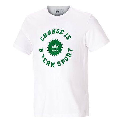 adidas originals Cts Circle Tee Alphabet Logo Printing Sports Round Neck Short Sleeve White GP4309