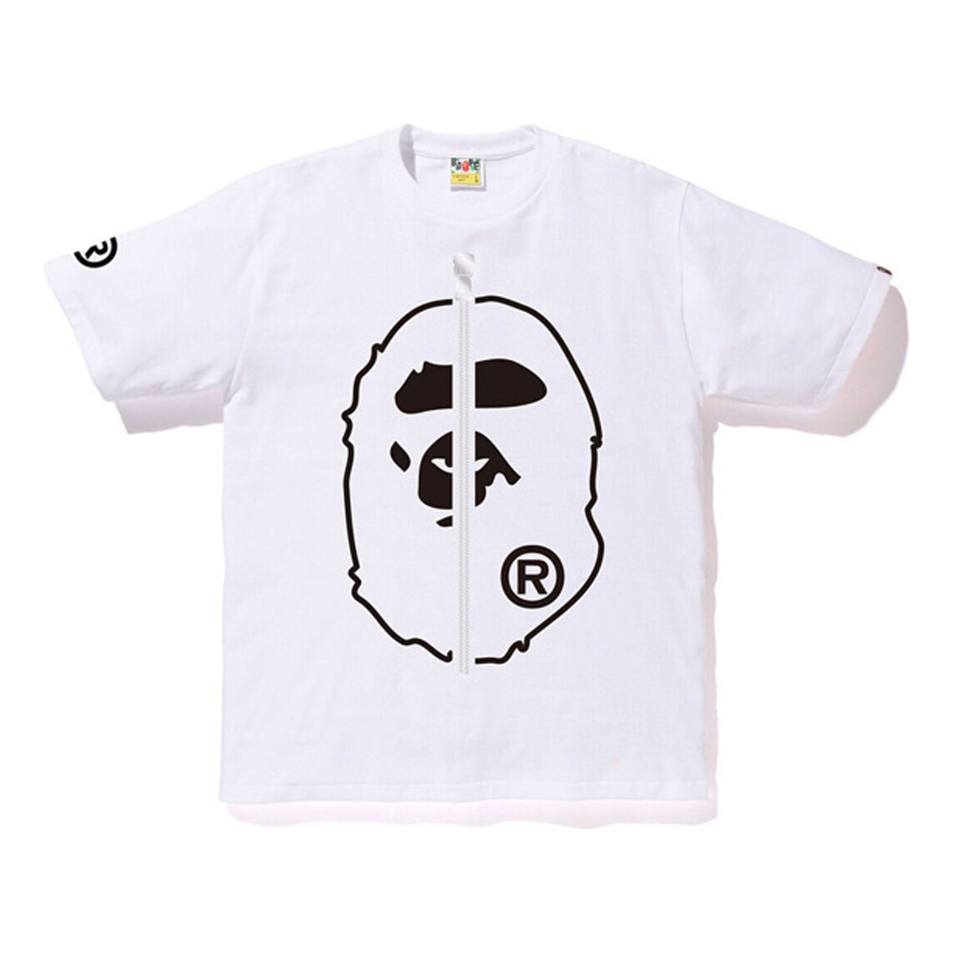 BAPE 2nd Ape Tee White Zipper Large Ape Head Short Sleeve Unisex BAPE-SS18-048