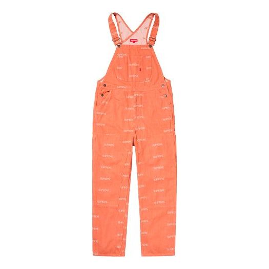 Supreme SS19 Logo Denim Overalls Orange logo SUP-SS19-667