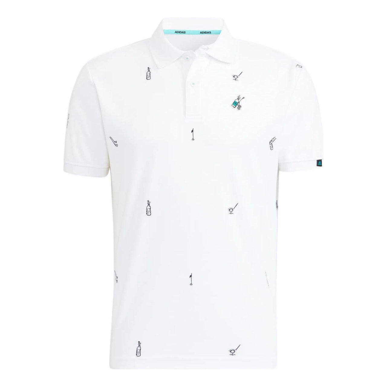 Men's adidas Golf Sports Embroidered Short Sleeve Casual Polo Shirt White HA0185