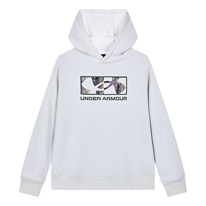 (GS) Under Armour Picture Printed Hoodie 'White' 234103140