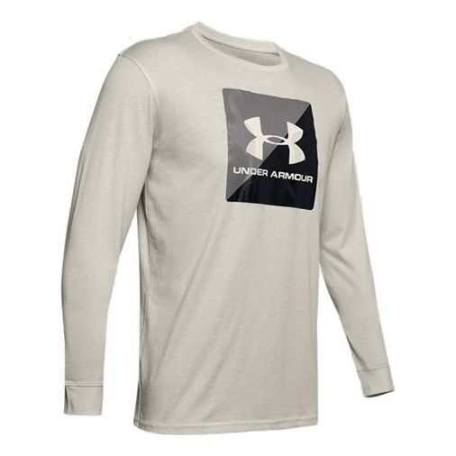 Men's Under Armour Half Logo Training Sports Long Sleeves T-shirt White 1351624-110