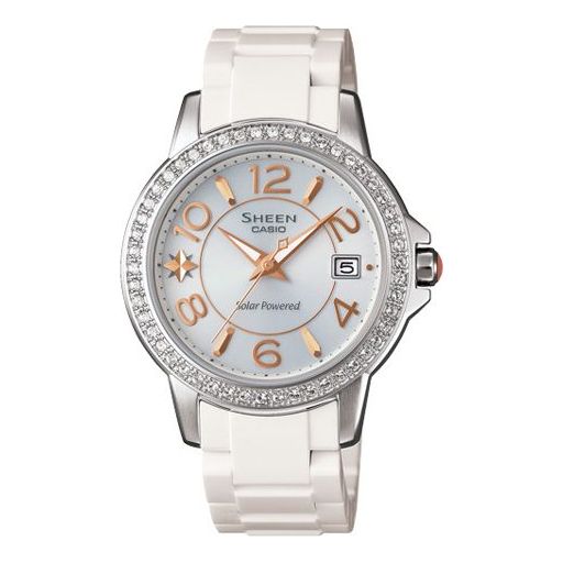 CASIO Waterproof Sports SHEEN Solar Powered Silver Analog SHE-4026SB-7A