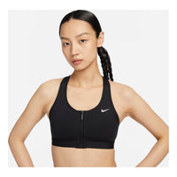 (WMNS) Nike Swoosh Front Zip Medium-Support Padded Sports Bra Asia Sizing 'Black' FN2732-010