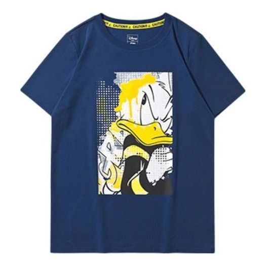 (WMNS) Li-Ning x Disney Funny Donald Duck Printing Tee 'Blue Yellow' AHSP054-3