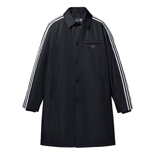 Men's adidas originals Contrasting Colors Stripe Lapel Long Sleeves Sports Jacket Black HN3988