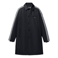 Men's adidas originals Contrasting Colors Stripe Lapel Long Sleeves Sports Jacket Black HN3988