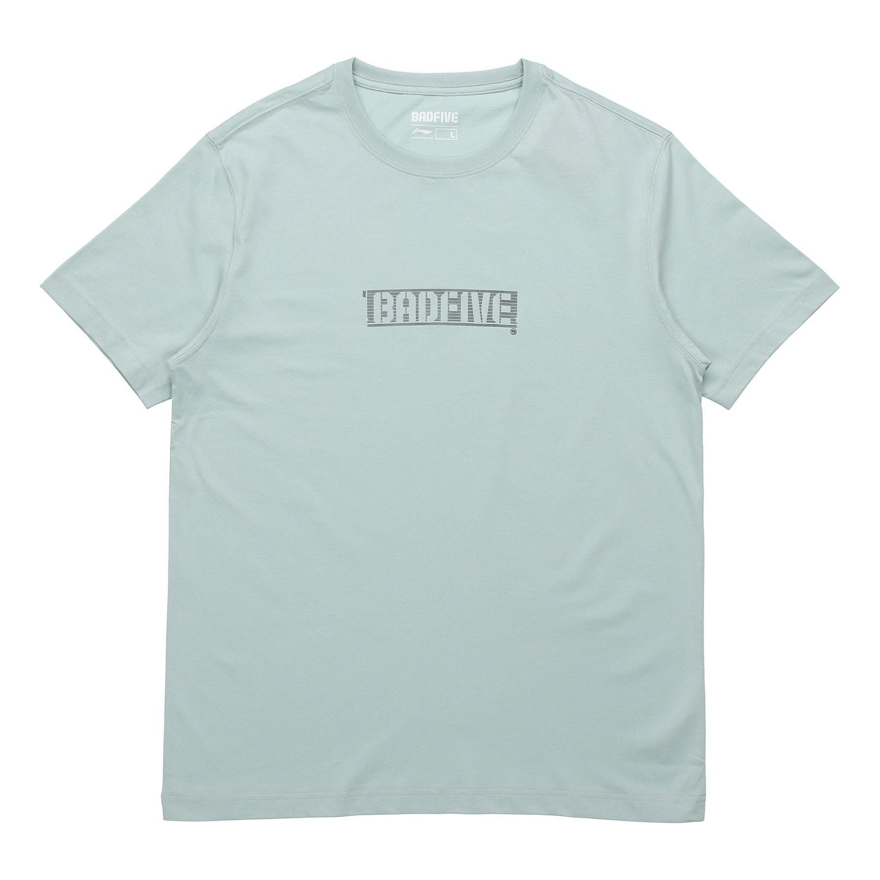 Li-Ning BADFIVE Basketball Series Alphabet Printing Round Neck Short Sleeve Gray Green AHSQ227-2