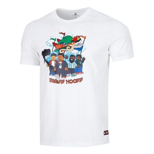 Men's adidas Cartoon Character Printing Athleisure Casual Sports Round Neck Short Sleeve White T-Shirt HE0866