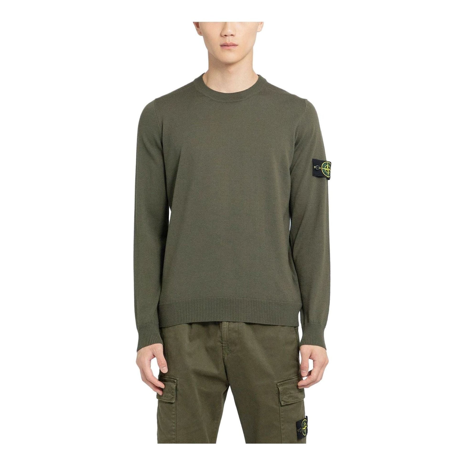 STONE ISLAND Logo Patch Crewneck Sweatshirt 'Olive Green' 7915510C4-V0058