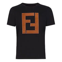 FENDI SS21 Logo Pattern Round Neck Short Sleeve T-Shirts 'Black' FY0894A2BNF0QA1