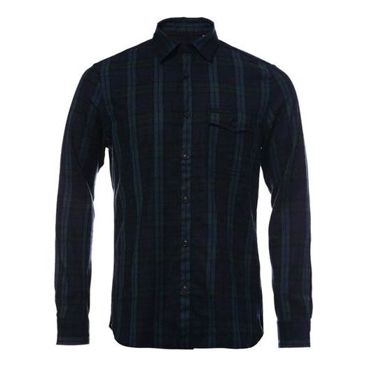 Men's Burberry Plaid Long Sleeves Shirt Blue Green Plaid 39475081