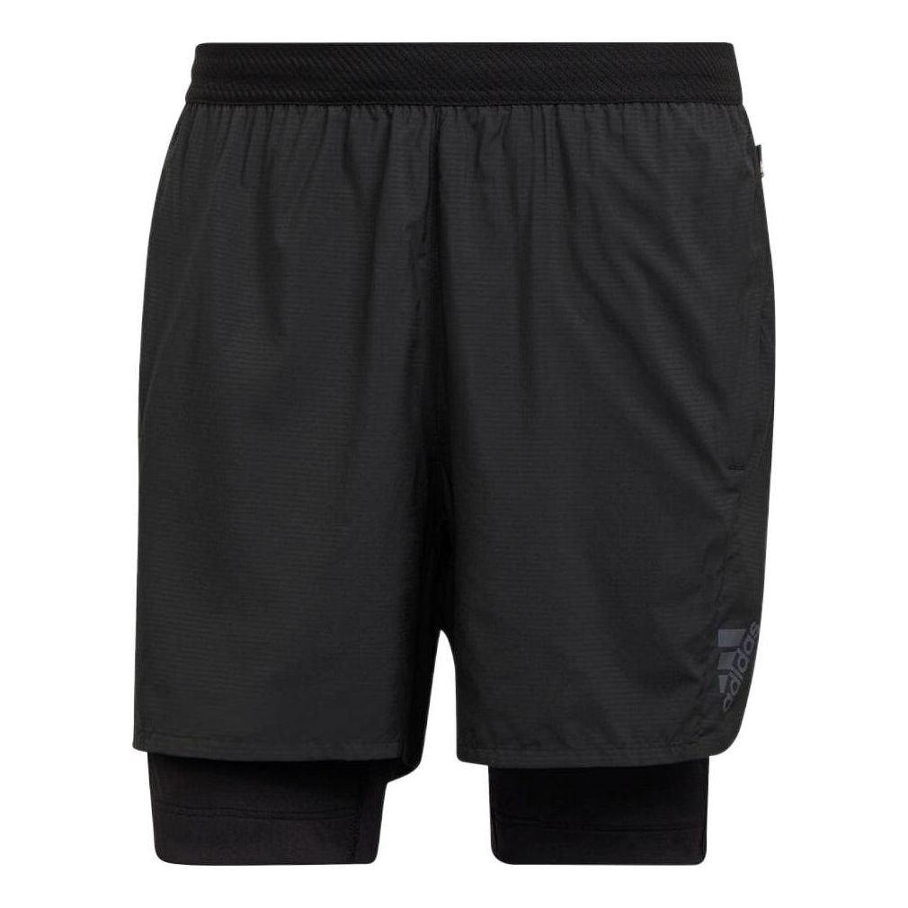 Men's adidas Solid Color Alphabet Printing Elastic Waistband Shorts Black H59931