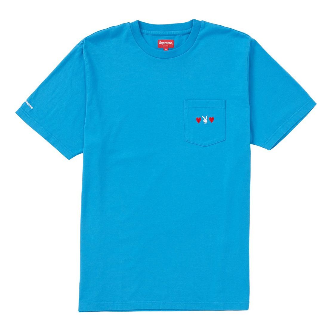 Supreme FW18 x Playboy Pocket Tee Royal Crossover Solid Color Unisex Blue SUP-FW18-635