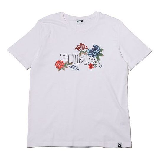 (WMNS) PUMA Graphic Printing Round-neck White 576443-83