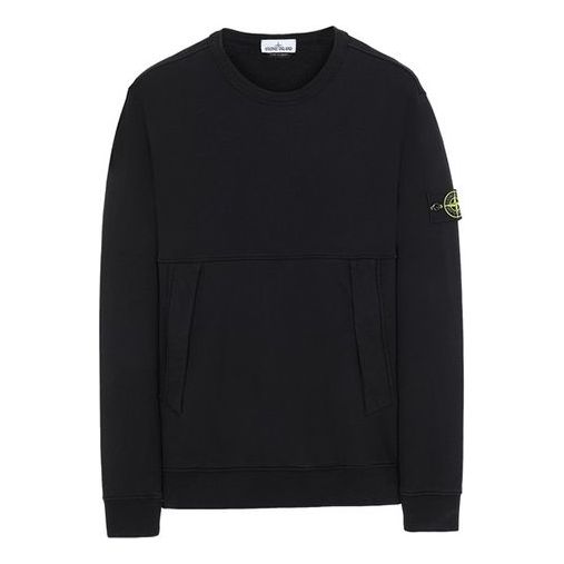 Men's STONE ISLAND Solid Color Round Neck Pullover Black 721561151-V0029