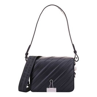 (WMNS) OFF WHITE Cowhide Black Shoulder Messenger Bag 0WNA011R189060011000