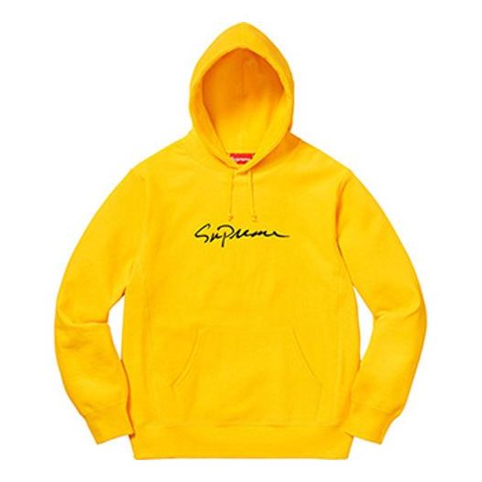 Supreme FW18 Classic Script Hooded Sweatshirt Yellow Logo SUP-FW18-118