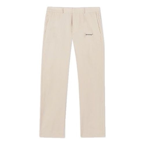 Men's Off-White SS22 Solid Color Logo Printing Straight Casual Pants/Trousers Beige OMCG033S22FAB0011710