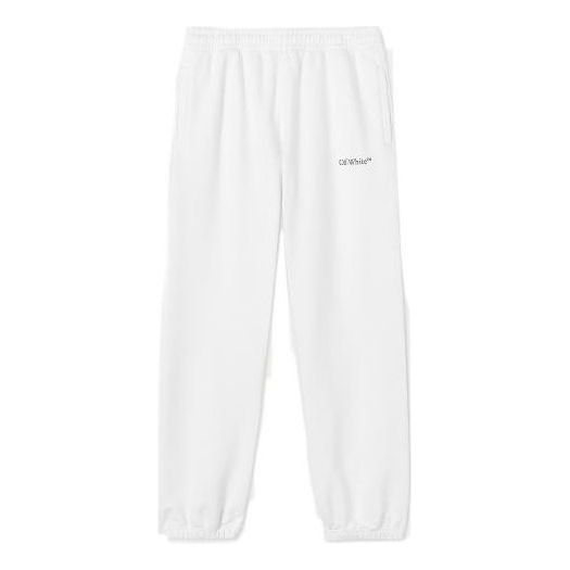 Men's Off-White FW22 Back Arrow Printing Elastic Waistband Bundle Feet Sports Pants/Trousers/Joggers White OMCH029S22FLE0010110