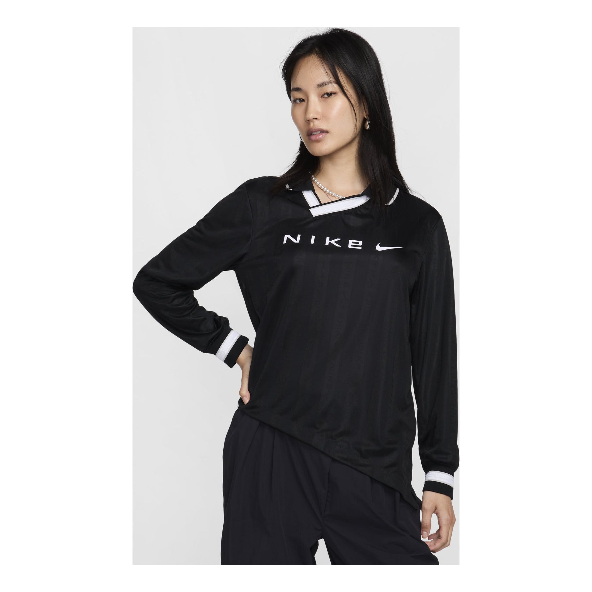 (WMNS) Nike Dri-FIT Jacquard Jersey Asia Sizing 'Black White' FV7539-010