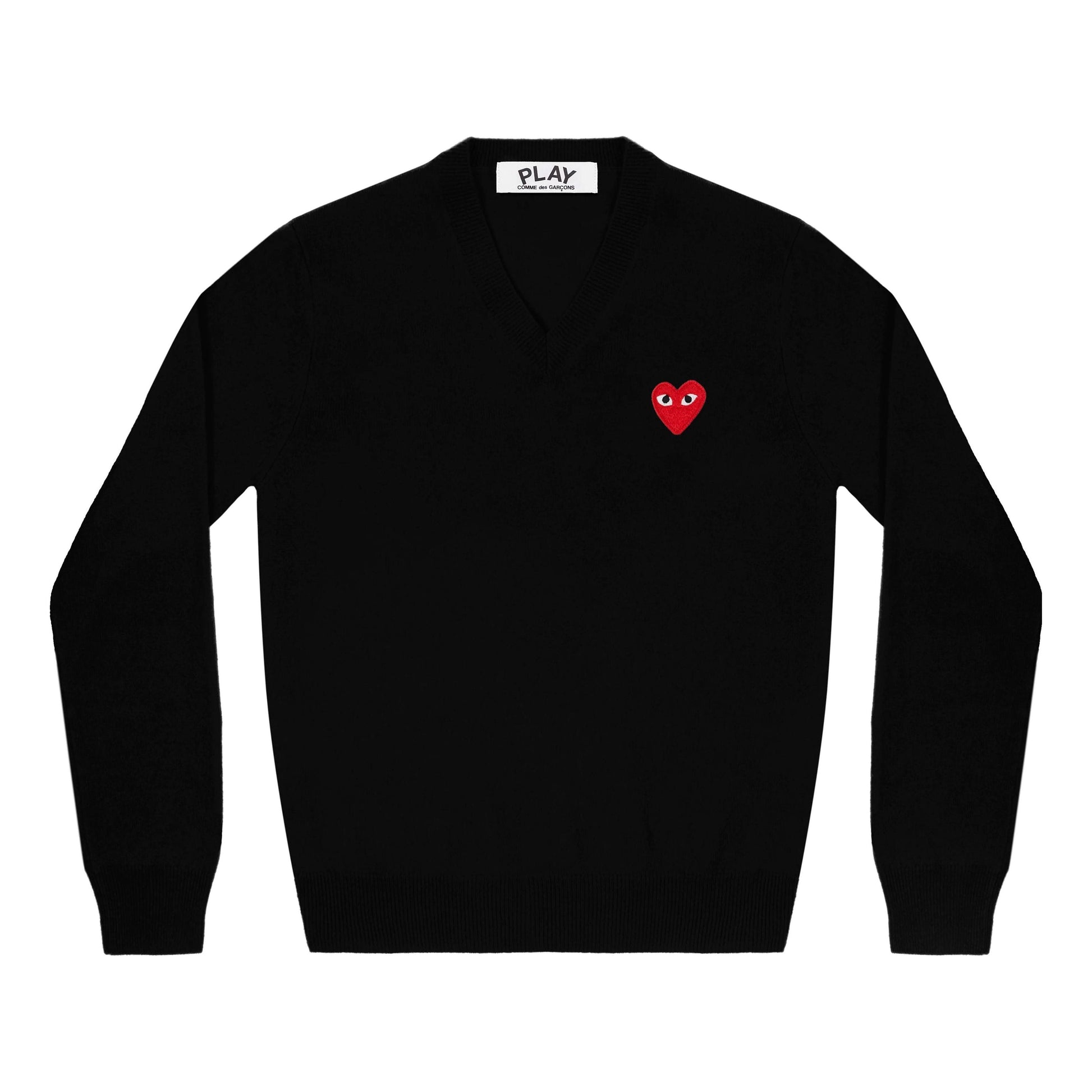 COMME des GARCONS PLAY V-Neck Pullover Red Emblem 'Black' AZ-N002-051-1