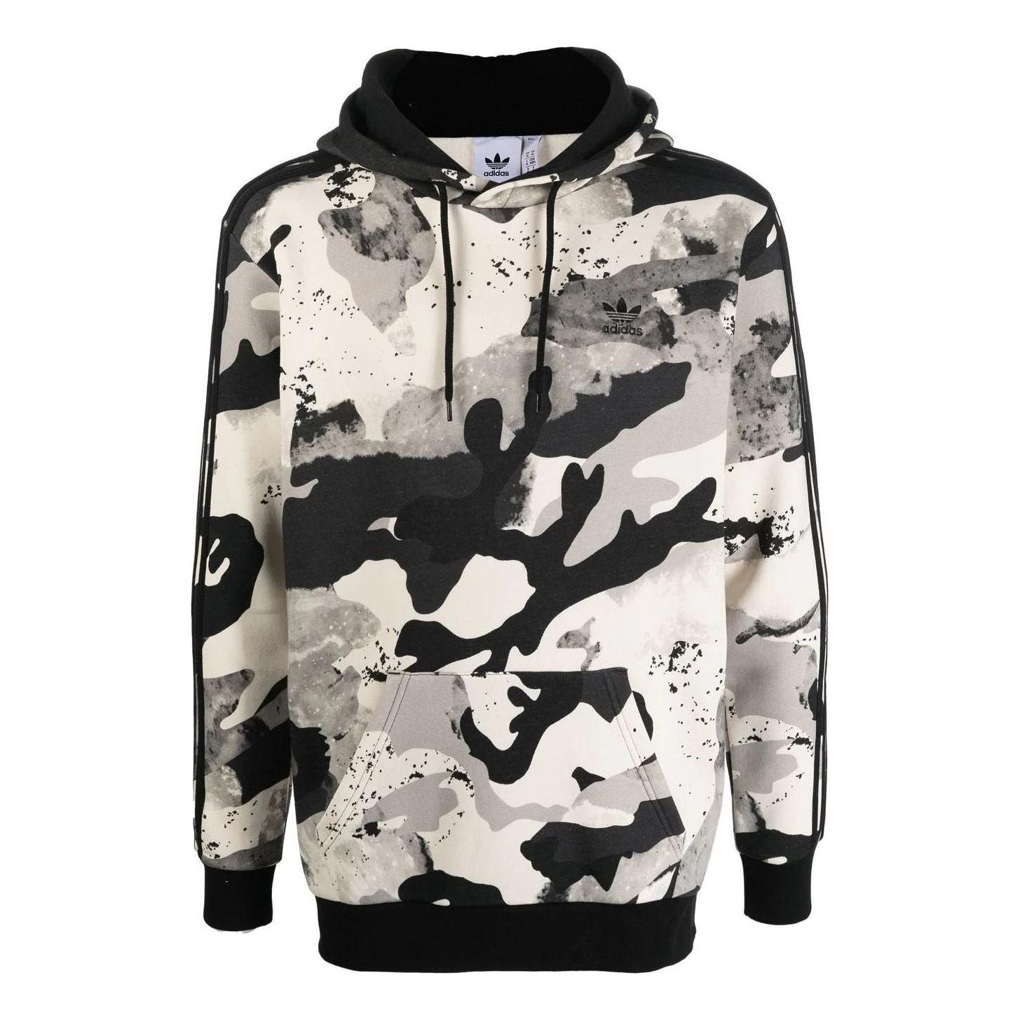 Men's adidas originals Full Print Camouflage Pattern Drawstring Hooded Pullover Long Sleeves Multicolor HK2805