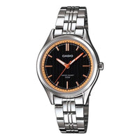 CASIO Quartz Watch Stainless Steel Strap Dial 50m Waterproof Black Analog LTP-E104D-1A