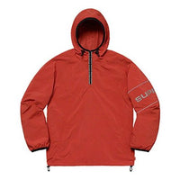 Supreme Ripstop Hooded Pullover Half Zipper waterproof Interchange Jacket Unisex Brick Red SUP-SS19-903