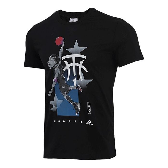 adidas Casual Sports Printing Round Neck Short Sleeve Black FQ2325