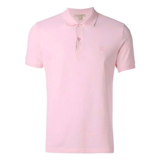 Men's Burberry Chest Micro Mark Solid Color Short Sleeve Polo Shirt Pink 39820741