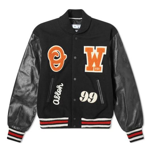 Men's Off-White Subject Printing Jacket Black OMJA041E20LEA0011020