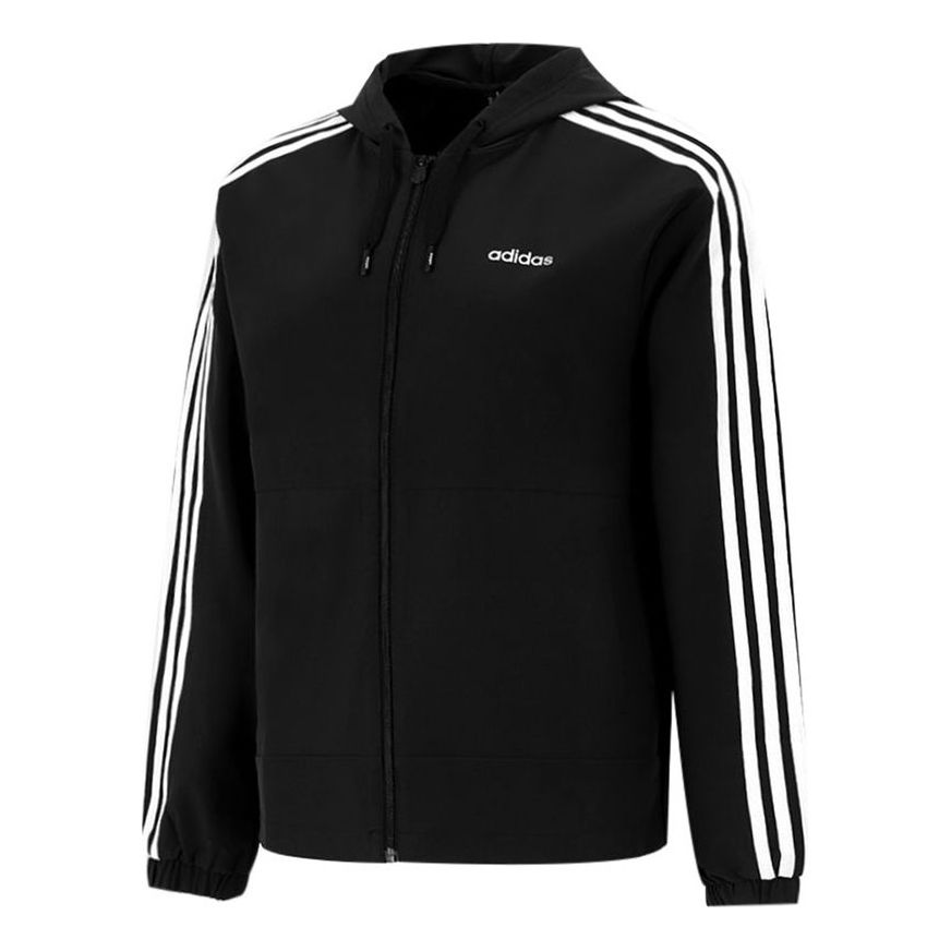 (WMNS) adidas neo Training Sports Stripe Loose Hooded Jacket Black H36746