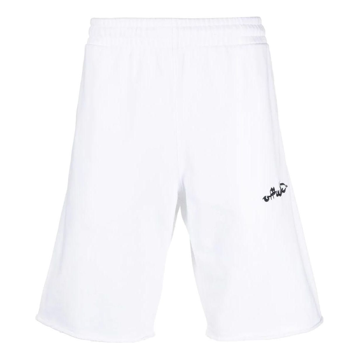 Men's Off-White FW22 Solid Color Logo Embroidered Straight Sports Shorts Ordinary Version White OMCI006F22FLE0030110